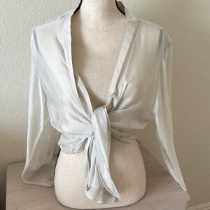 Elegant Sheer White Button-Up Blouse